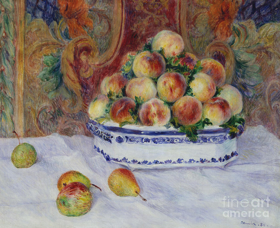 Pierre Auguste Renoir Painting - Still Life with Peaches, 1881 by Pierre Auguste Renoir