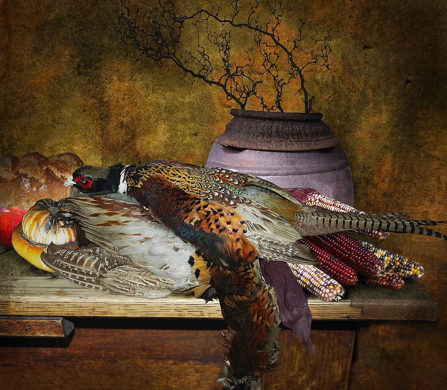 Pheasant Photograph - Still Life With Pheasants And Corn by Jeff Burgess
