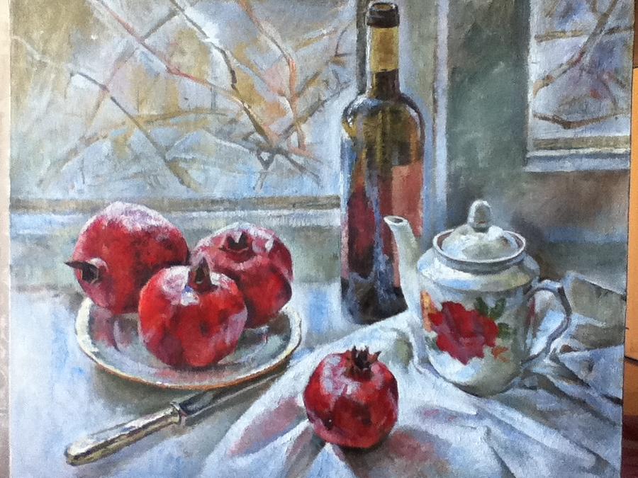 Still Life Painting - Still life with pomagranates by Tanya Balaeva