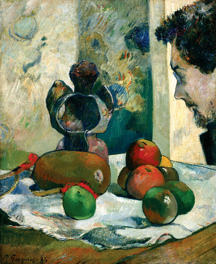 Apple Painting - Still Life with Profile of Laval  by Eugene Henri Paul Gauguin