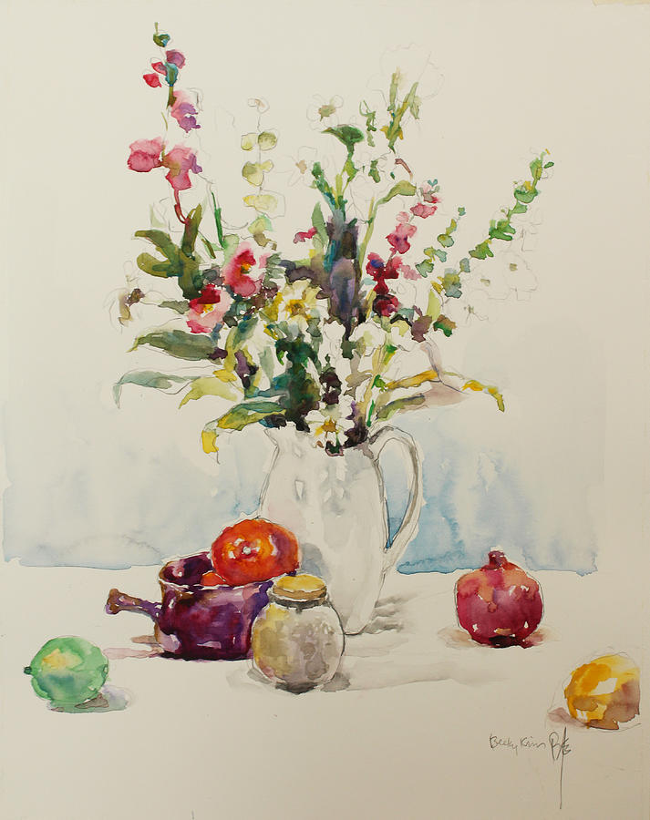 Still Life with Pomegranate Painting by Becky Kim