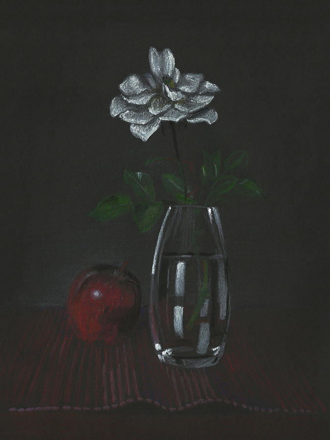 Still Life With Rose And Apple Painting by Masha Batkova