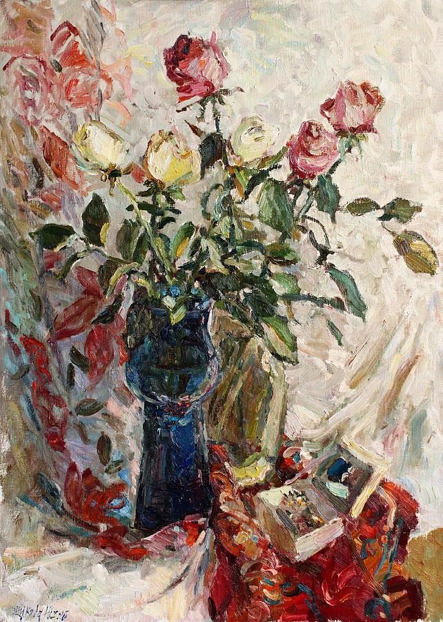 Still life with roses Painting by Juliya Zhukova