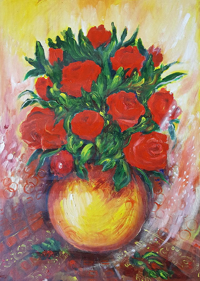 Still life with roses Painting by Rita Fetisov