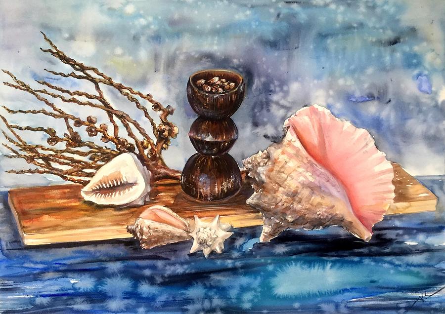 Still life with shells Painting by Katerina Kovatcheva