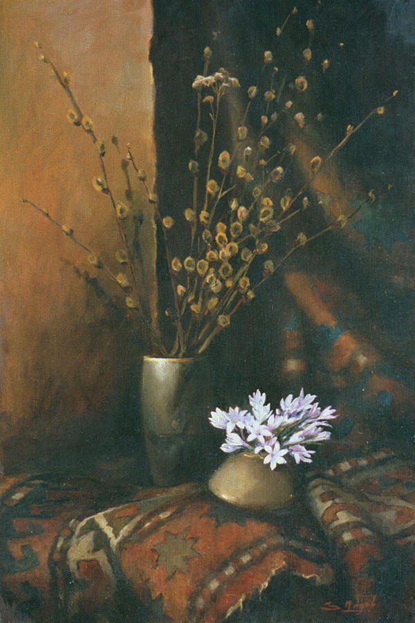 Still-life with snow drops Painting by Tigran Ghulyan