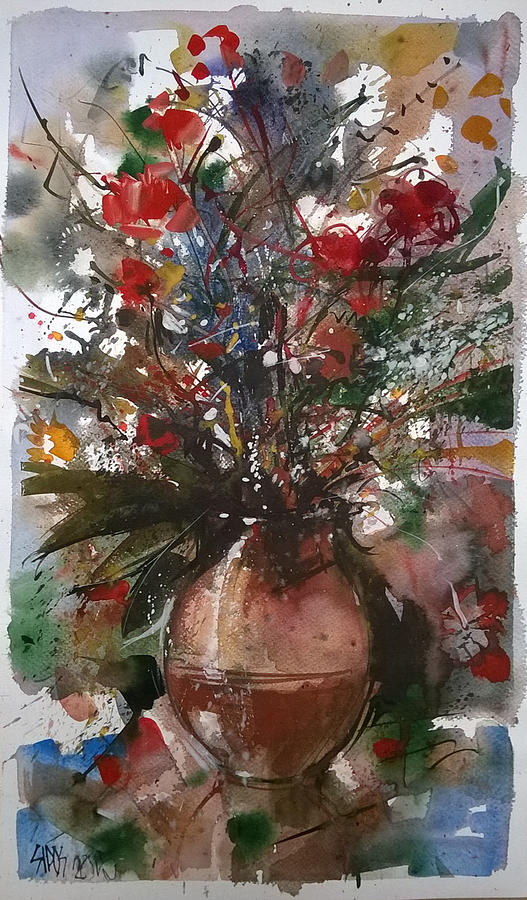 Impressionism Painting - Still life with summer flowers I. by Lorand Sipos