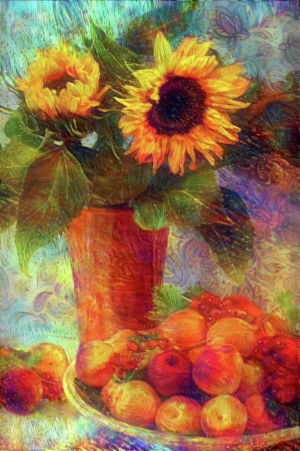 Still life with Sunflower 2 Mixed Media by Lilia S