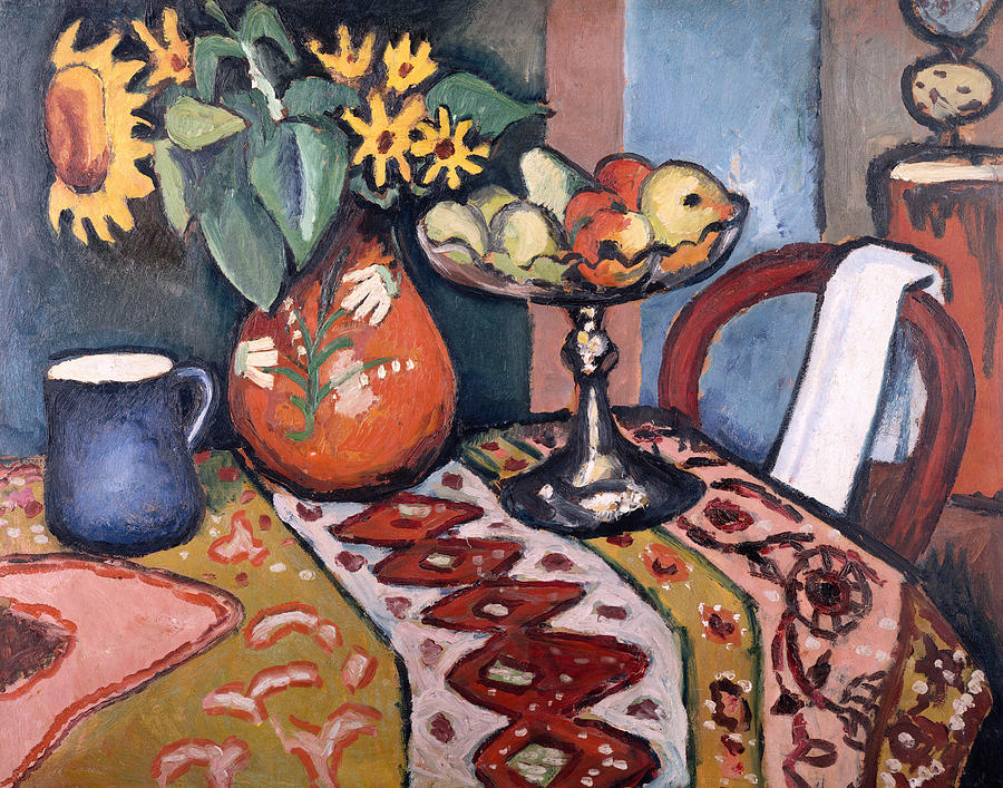 Still Life with Sunflowers II Painting by August Macke