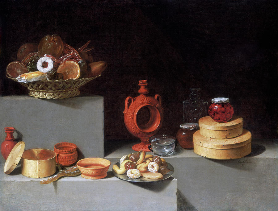 Still Life with Sweets and Pottery Painting by Juan van der Hamen y Leon
