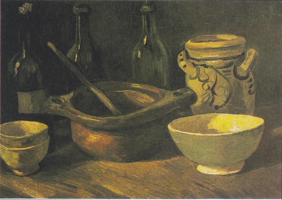 Still Life With Three Bottles Painting by Vincent Van Gogh
