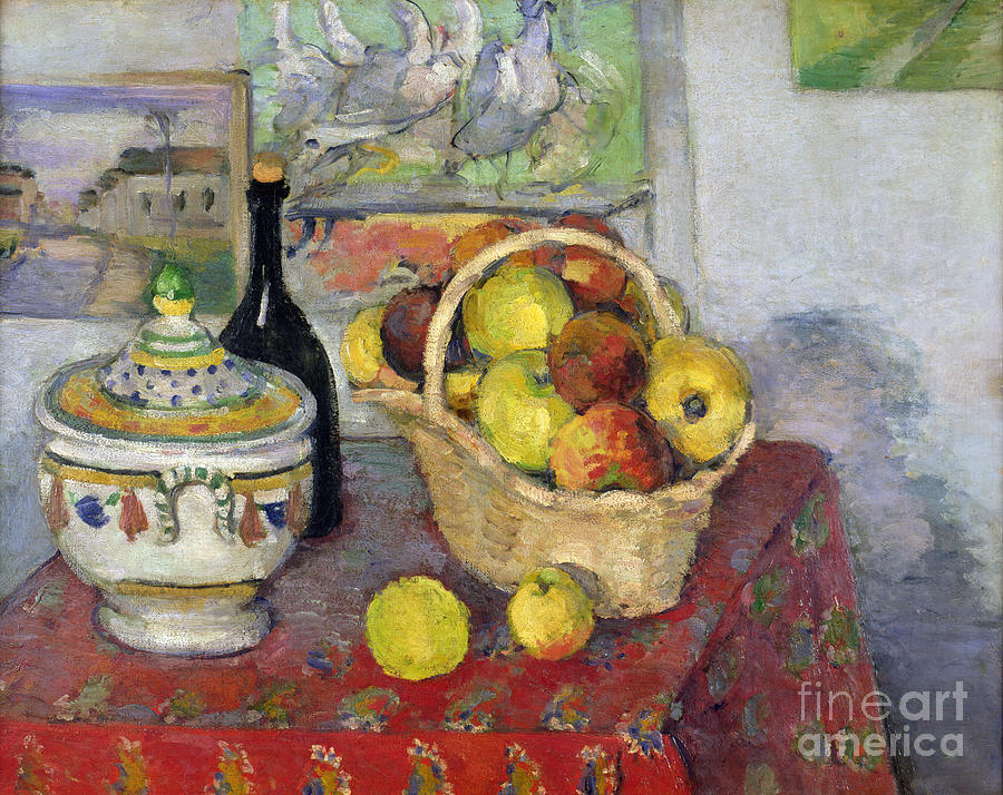 Apple Painting - Still Life with Tureen by Paul Cezanne