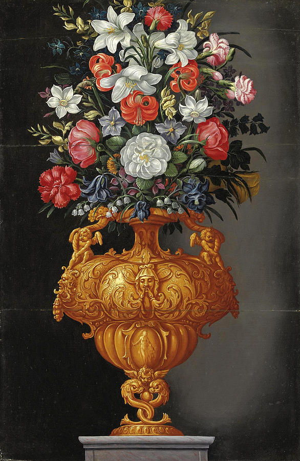 Still Life with Vase of Flowers Painting by Jacopo Ligozzi