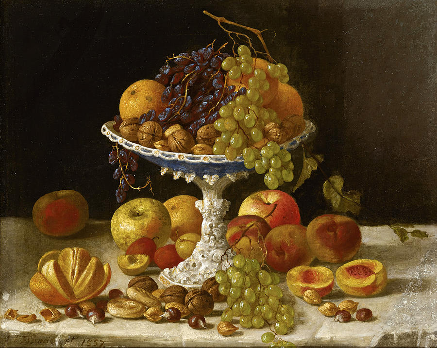 Still life with white compote Painting by John F Francis