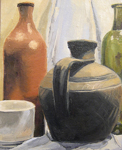 Still life with white cup Painting by Lelia Sorokina