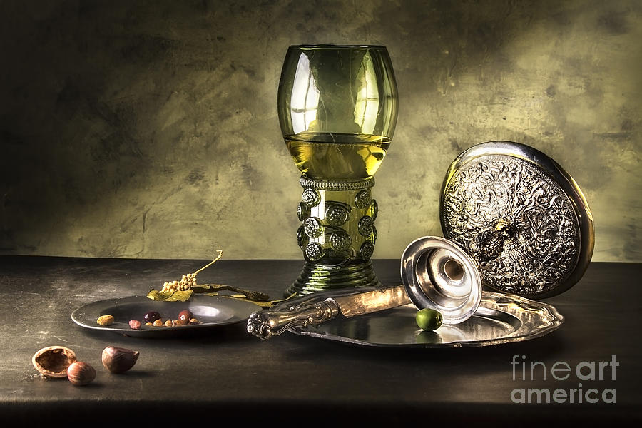 Still Life With Wine Glass And Silver Bowl After Pieter Claesz ...