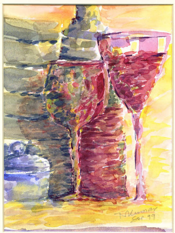 Still Life With Wine In Glass Painting By Naini Kumar - Fine Art America