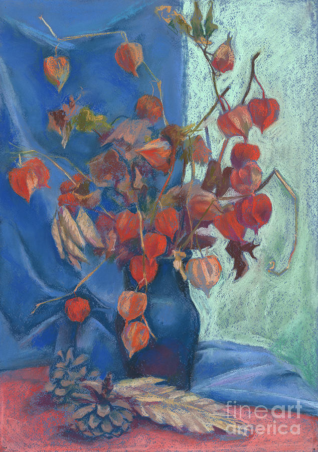 Still life with winter cherry Painting by Julia Khoroshikh