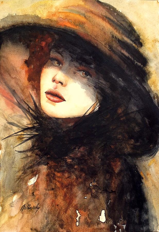 Lady In Hat Painting - Still Longing for You by Beata Belanszky-Demko