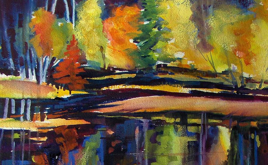 Water Painting - Still Reflections Of Autumn Sold by Therese Fowler-Bailey Water Painting - Still Reflections Of Autumn Sold by Therese Fowler-Bailey