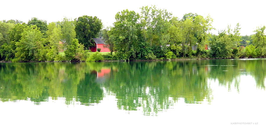 Still Water and Barn at Waterscape Park Photograph by Kathy Barney