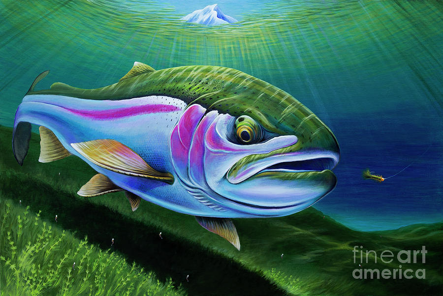 Trout Painting - Stillwater Pennask Rainbow Trout by Nick Laferriere