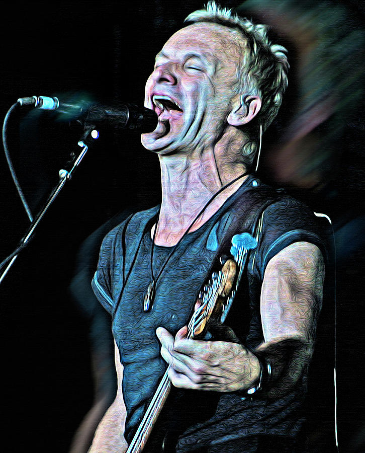 Sting, The Police Mixed Media by Mal Bray