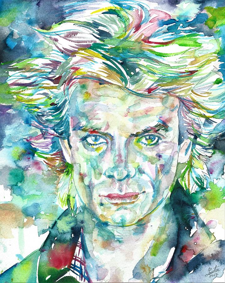 STING - THE POLICE - watercolor portrait Painting by Fabrizio Cassetta