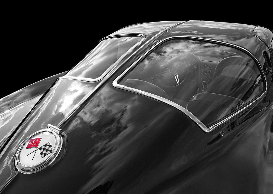 Stingray Split Window 1963 in Black and White Photograph by Gill Billington