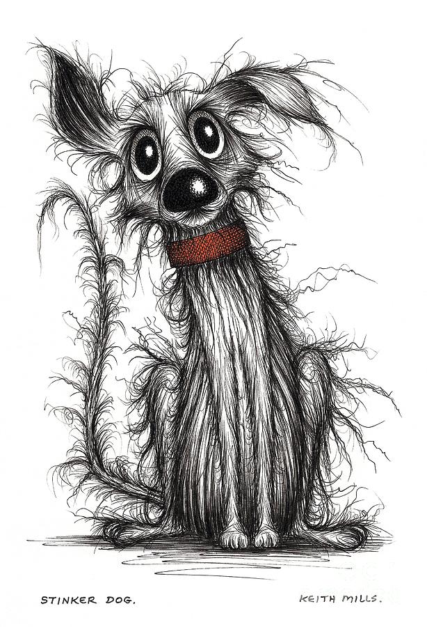 Stinker dog Drawing by Keith Mills