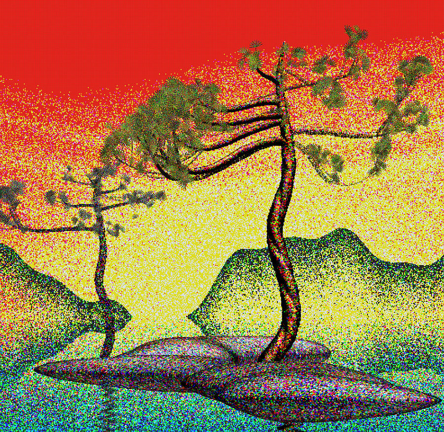 Stippling Geometric Pine 4 Digital Art