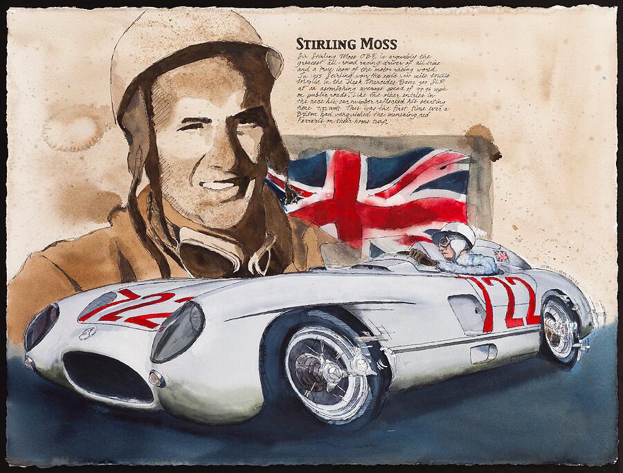 Stirling Moss Mercedes 300 Slr Painting By Mike Zeller