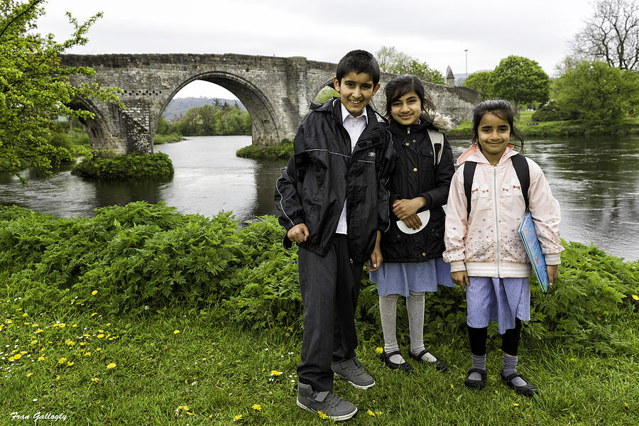 Stirling School Children by the Medieval Bridge  Photograph by Fran Gallogly