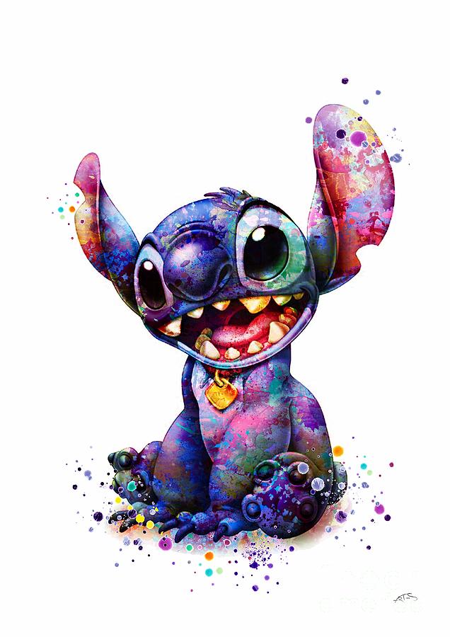 Stitch Artwork Colorful Watercolor Gift Digital Art by White Lotus ...