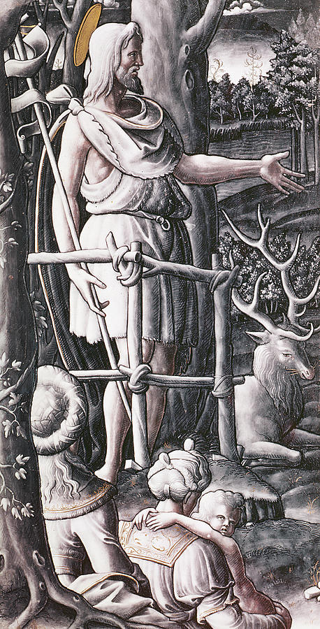 Black And White Painting - St.John the Baptist preaching in the wilderness by Unknown