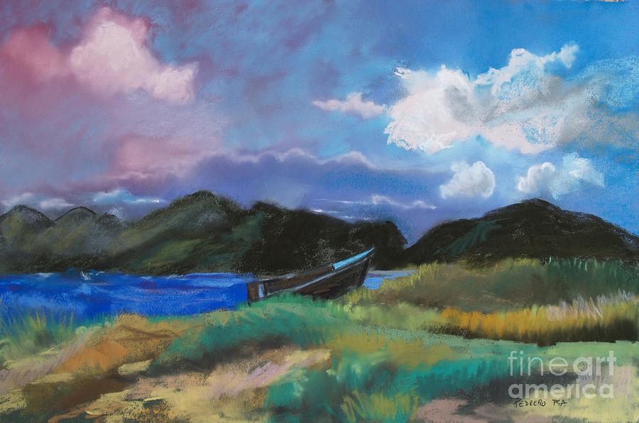 St. Kitts Row Boat Pastel by Robin Pedrero