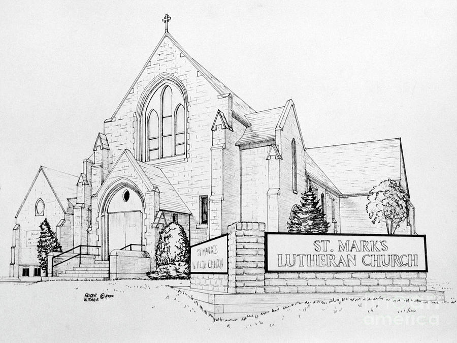 St.Marks Church Drawing by Roger Witmer