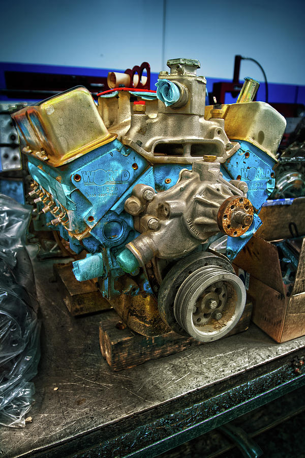 Stock Car Race Engine on Bench Photograph by YoPedro