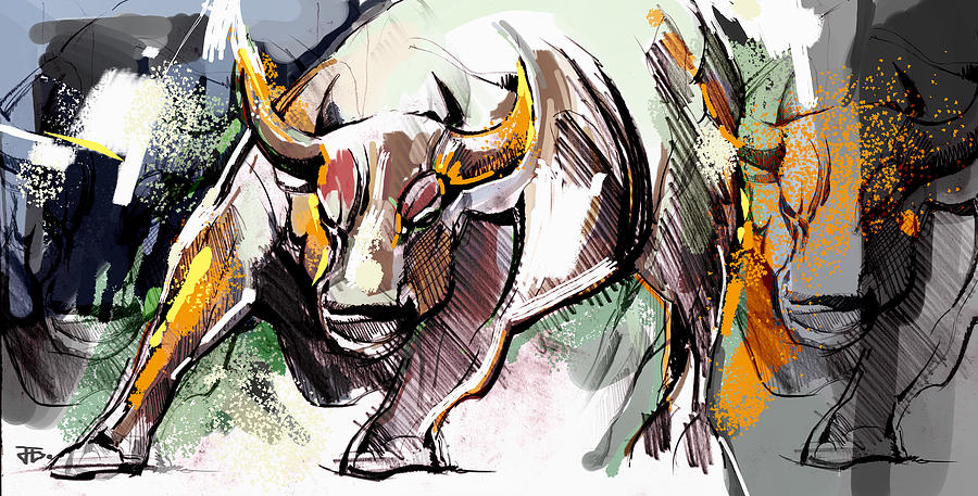 Stock Market Bull Painting by John Gholson