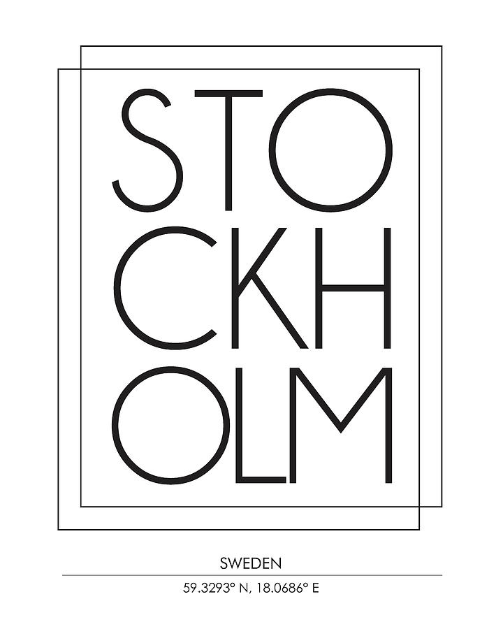 Stockholm, Sweden - City Name Typography - Minimalist City Posters #1 Mixed Media by Studio Grafiikka