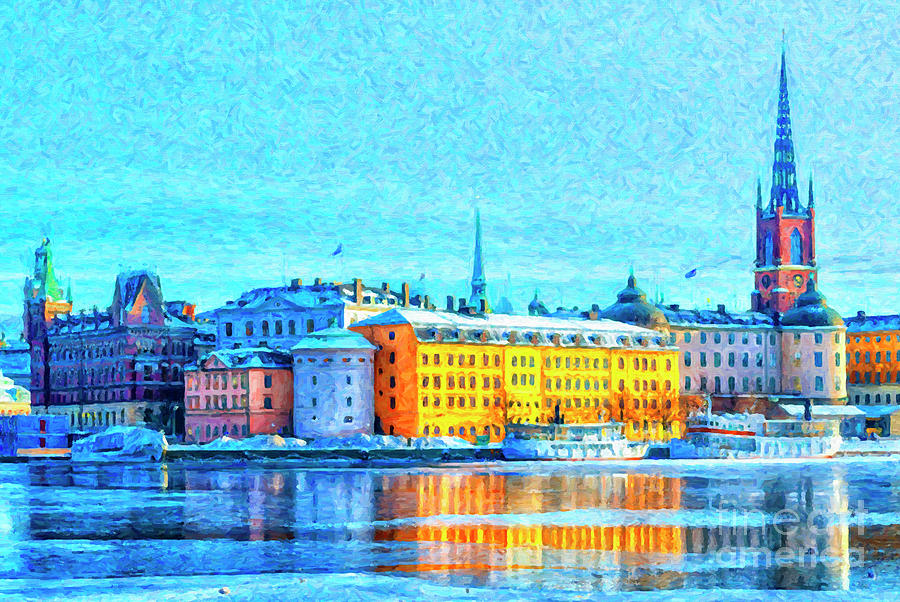 Stockholm Old Town Digital Painting Photograph by Antony McAulay