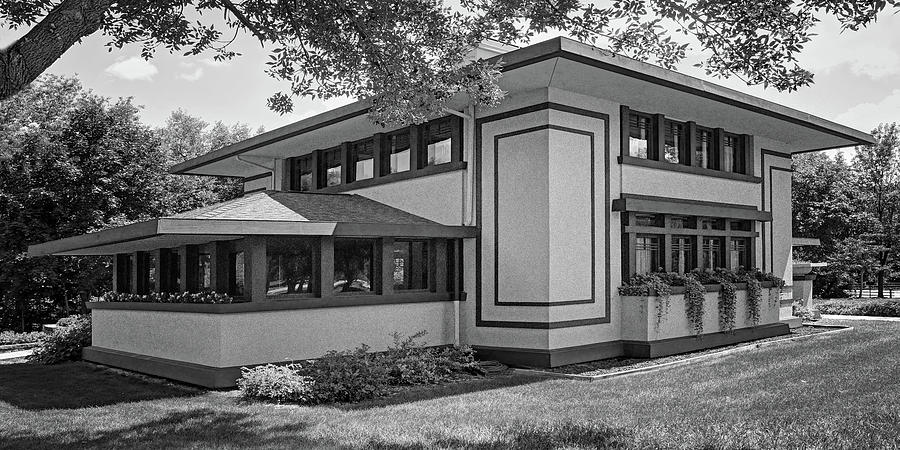 Architecture Photograph - Stockman House - Frank Lloyd Wright - Black and White by Nikolyn McDonald
