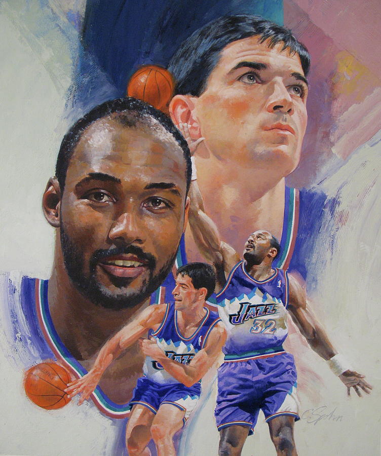 Stockton-Malone Painting by Cliff Spohn