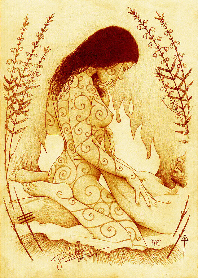 Stoking the Fire Drawing by Yuri Leitch