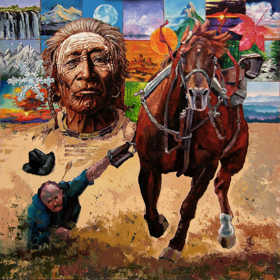 American Indian Painting - Stolen Land by John Lautermilch