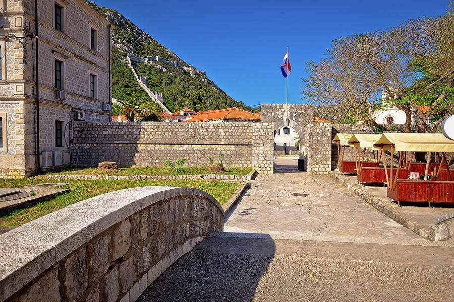 Ston town gate and walls view Photograph by Brch Photography