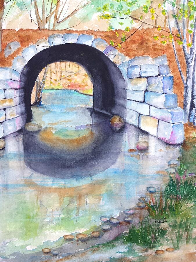 Stone Arch Bridge Dunstable Painting by Carlin Blahnik CarlinArtWatercolor