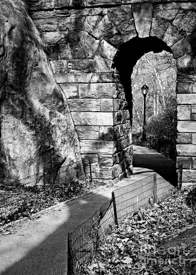 Stone Arch in the Ramble of Central Park - BW Photograph by James Aiken