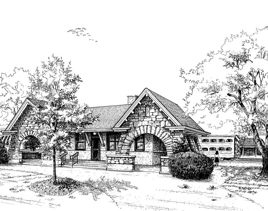 Stone Ave. Train Station Drawing by Mary Palmer