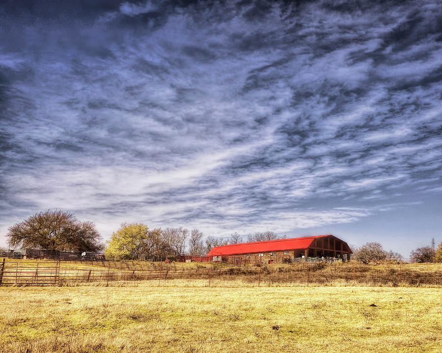 Stone Barn Red Roof Photograph by Ann Powell